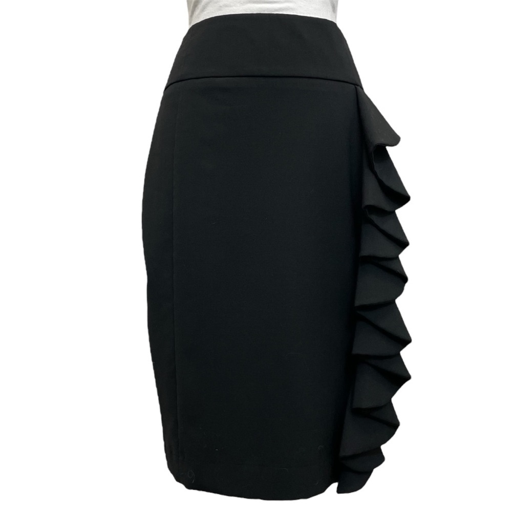 Express Design Studio Black Cascading Ruffle Office Pencil Skirt